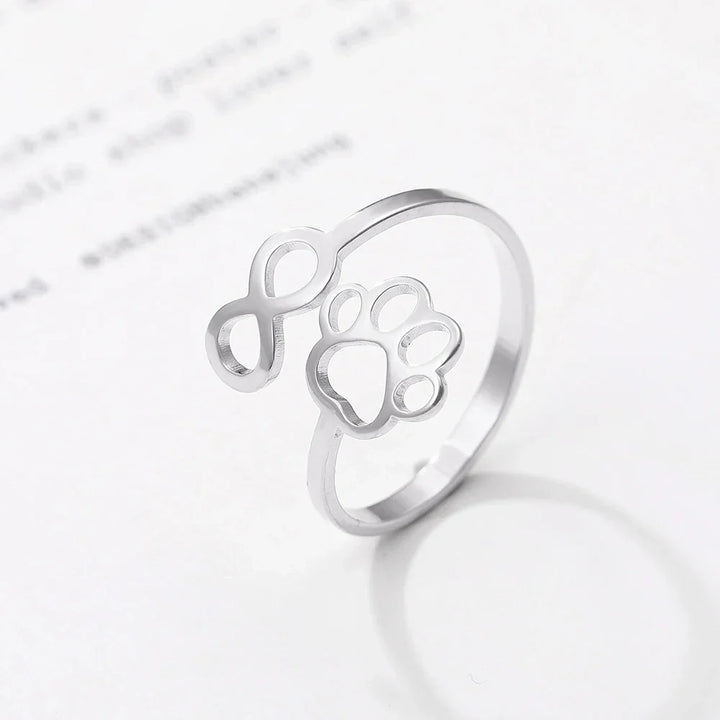 Bague Ajustable Infini Patte en Acier Inoxydable