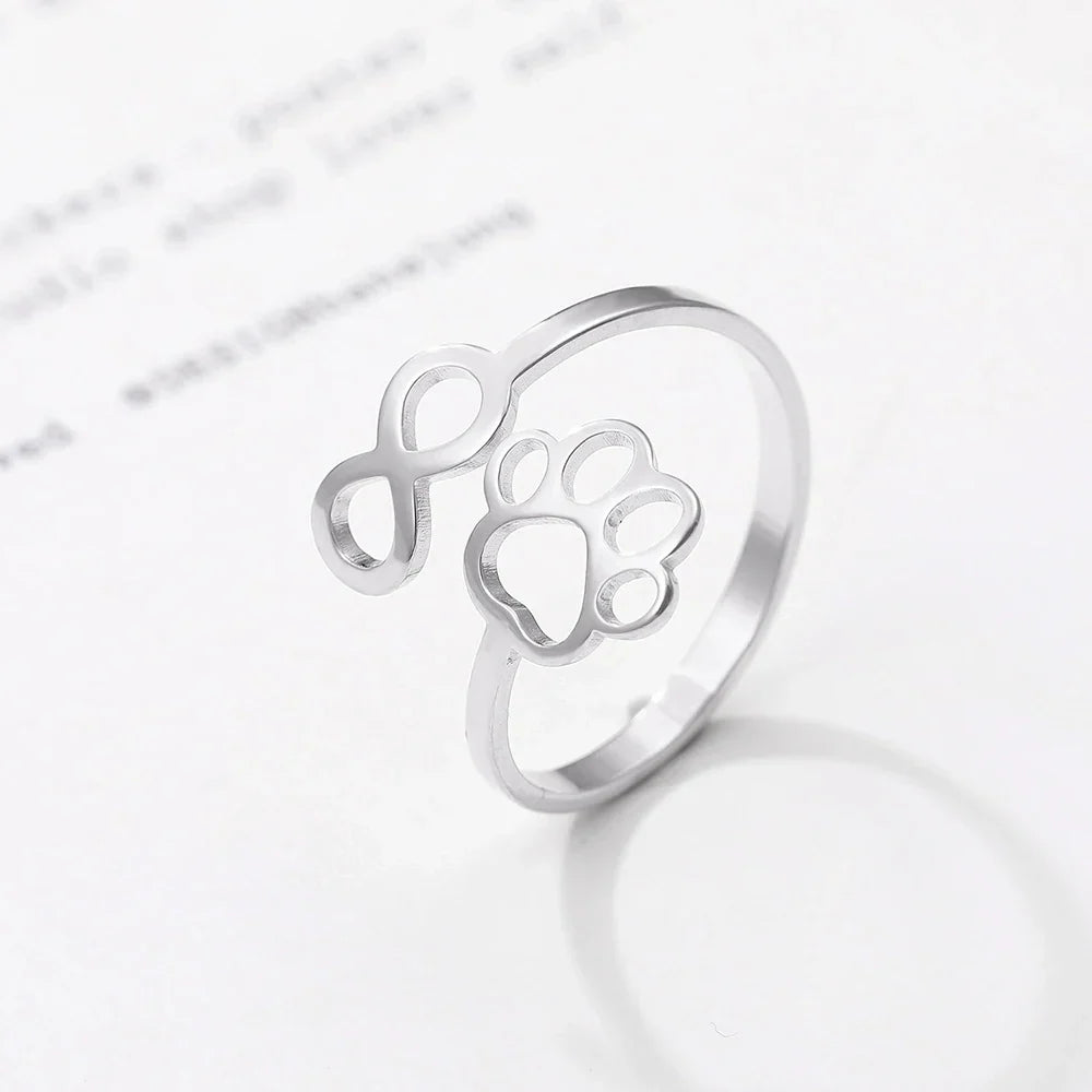 Adjustable Infinity Paw Ring – Stainless Steel