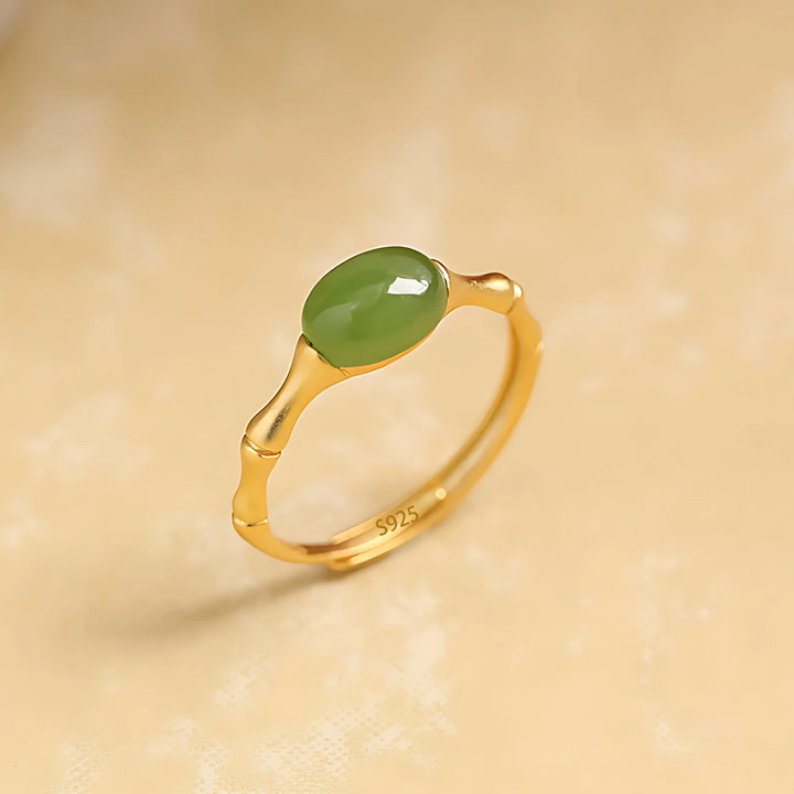 Bague en bambou avec perle polie