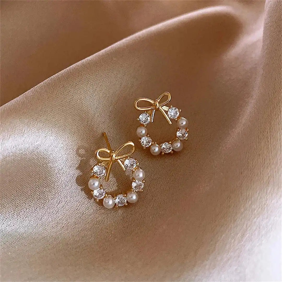 Pearl and Knot Circle Earrings