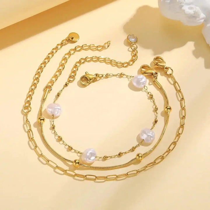 Stackable Bracelet Set of Golden Beads