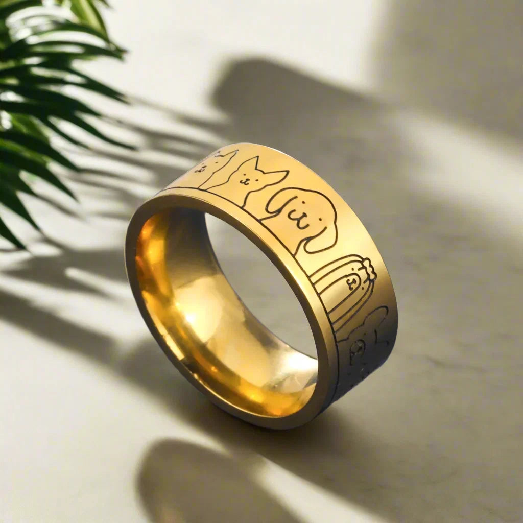 Bague en Acier Inoxydable pour Chien – Design Gravé pour Femmes