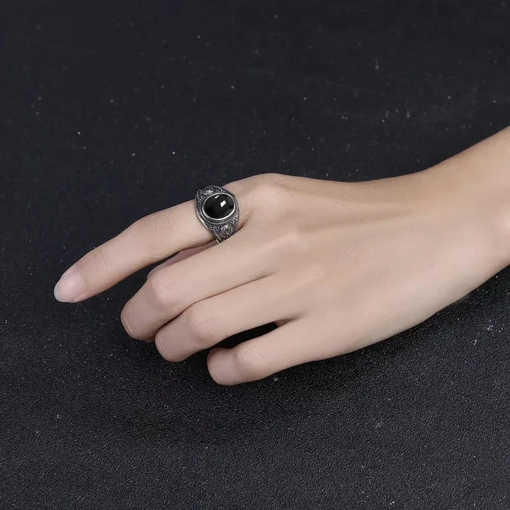 Bague Sceau en Onyx Noir