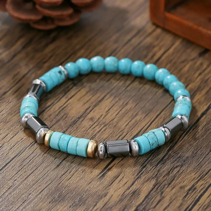 Bracelet Bohémien en Pierre Turquoise Perlé