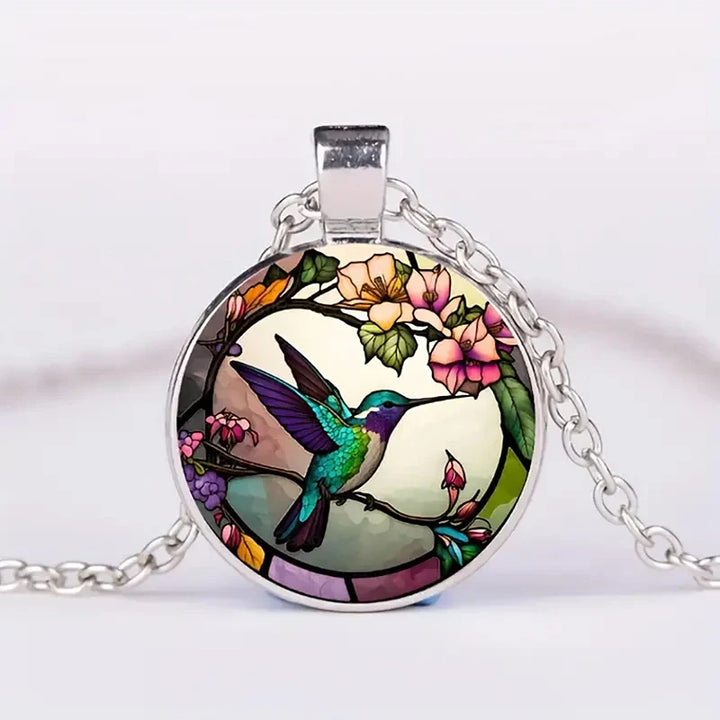 Collier Pendentif en Verre Dôme Colibri