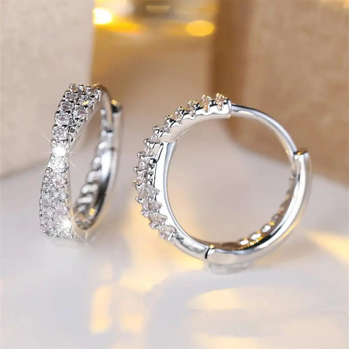 Vintage Zirconium Hoop Earrings