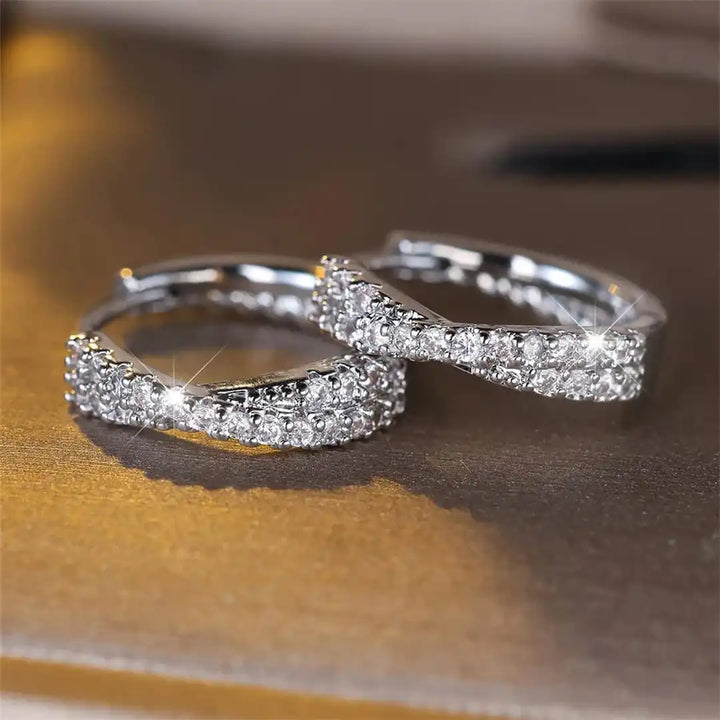 Vintage Zirconium Hoop Earrings