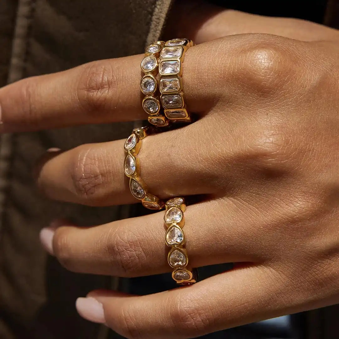 Ensemble de Bagues en Zirconium Baguette Varié
