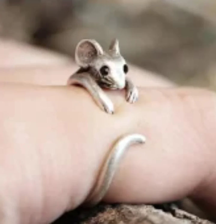 Bague Enveloppante Souris Charmante – Bijoux Vintage Réglables