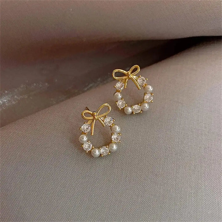 Pearl and Knot Circle Earrings