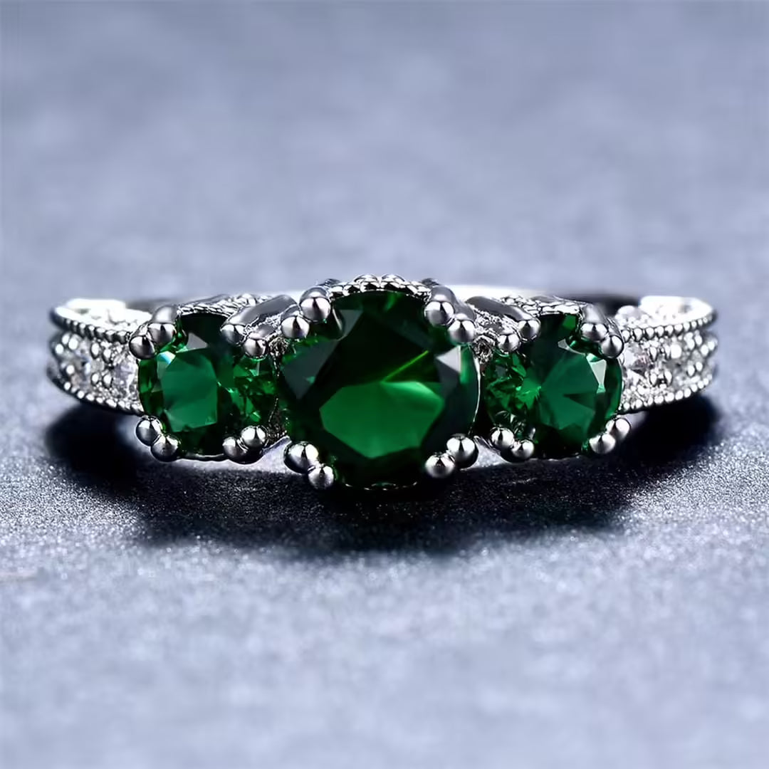 Bague Sculpturale Émeraude Tactile