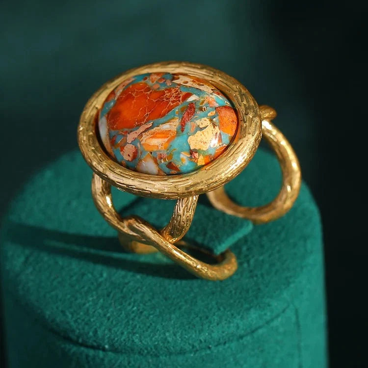 Bague Nautique Radieuse en Or et Turquoise