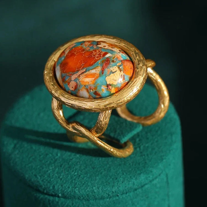 Bague Nautique Radieuse en Or et Turquoise