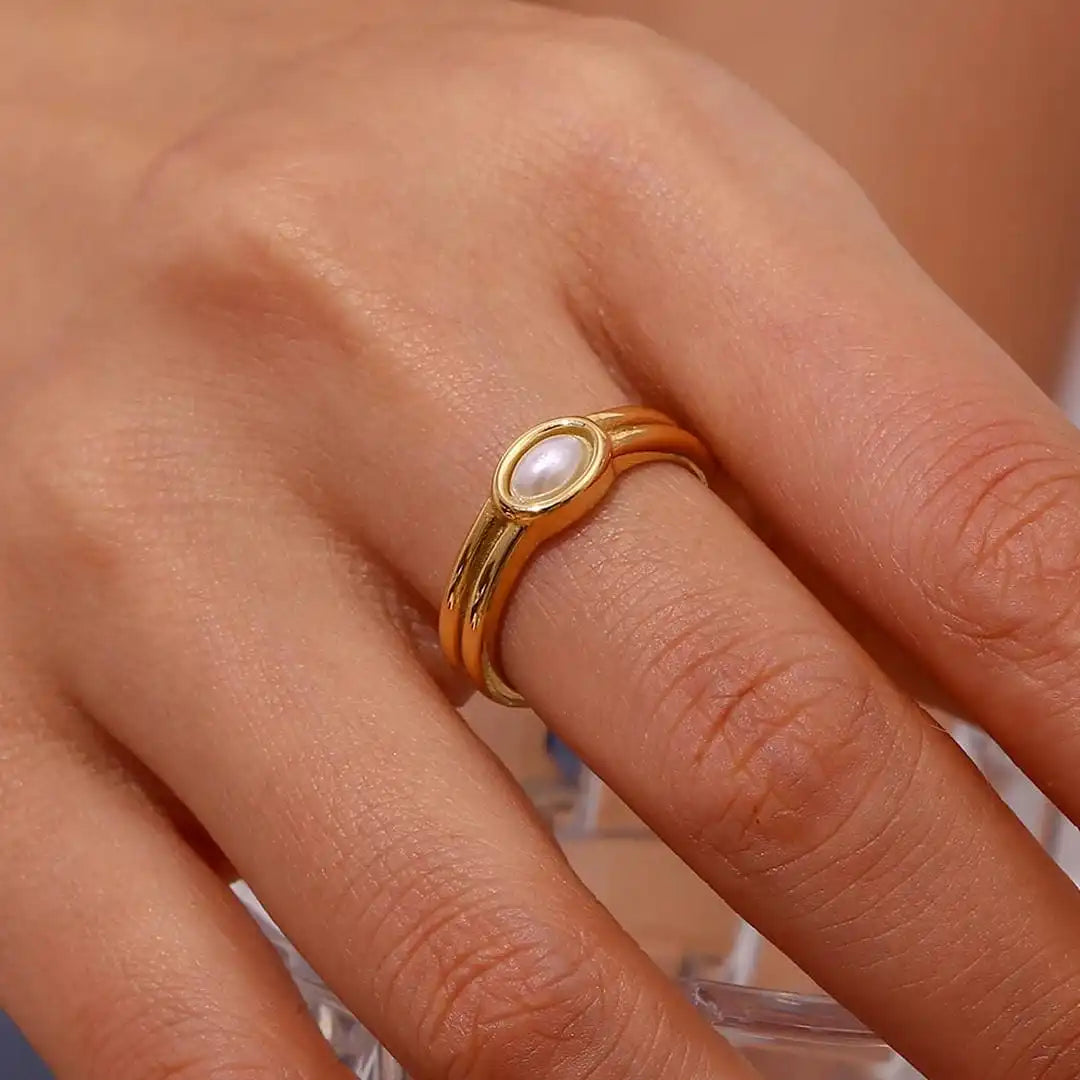 Bague Vintage en Pierre Naturelle Dorée