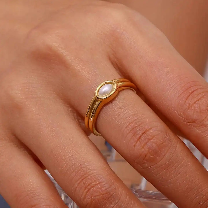 Bague Vintage en Pierre Naturelle Dorée