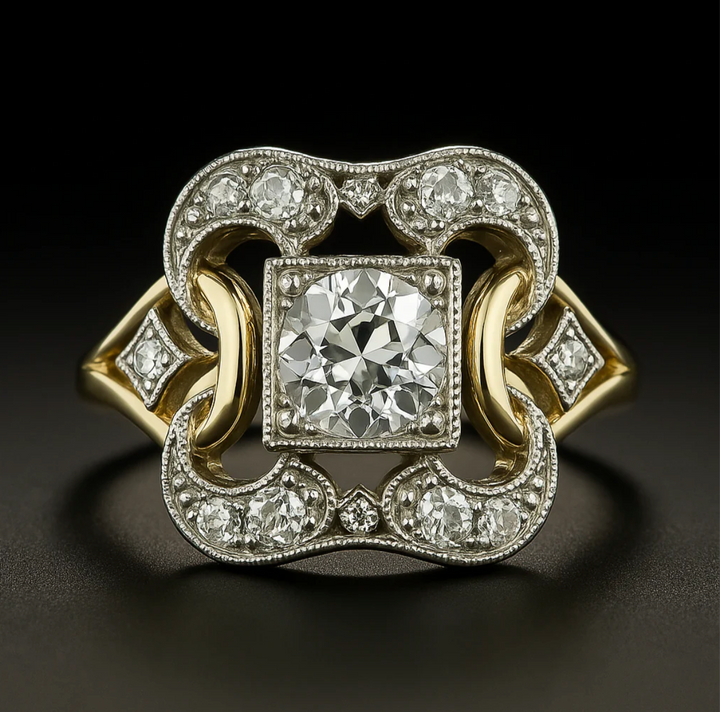 Classic Gold Ring with Vintage Zirconia