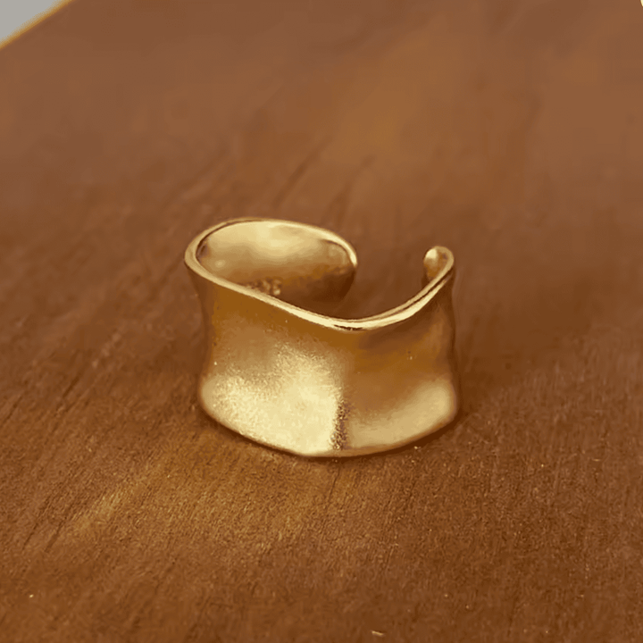 Bague Plate Large Ajustable en Or et Argent Vintage