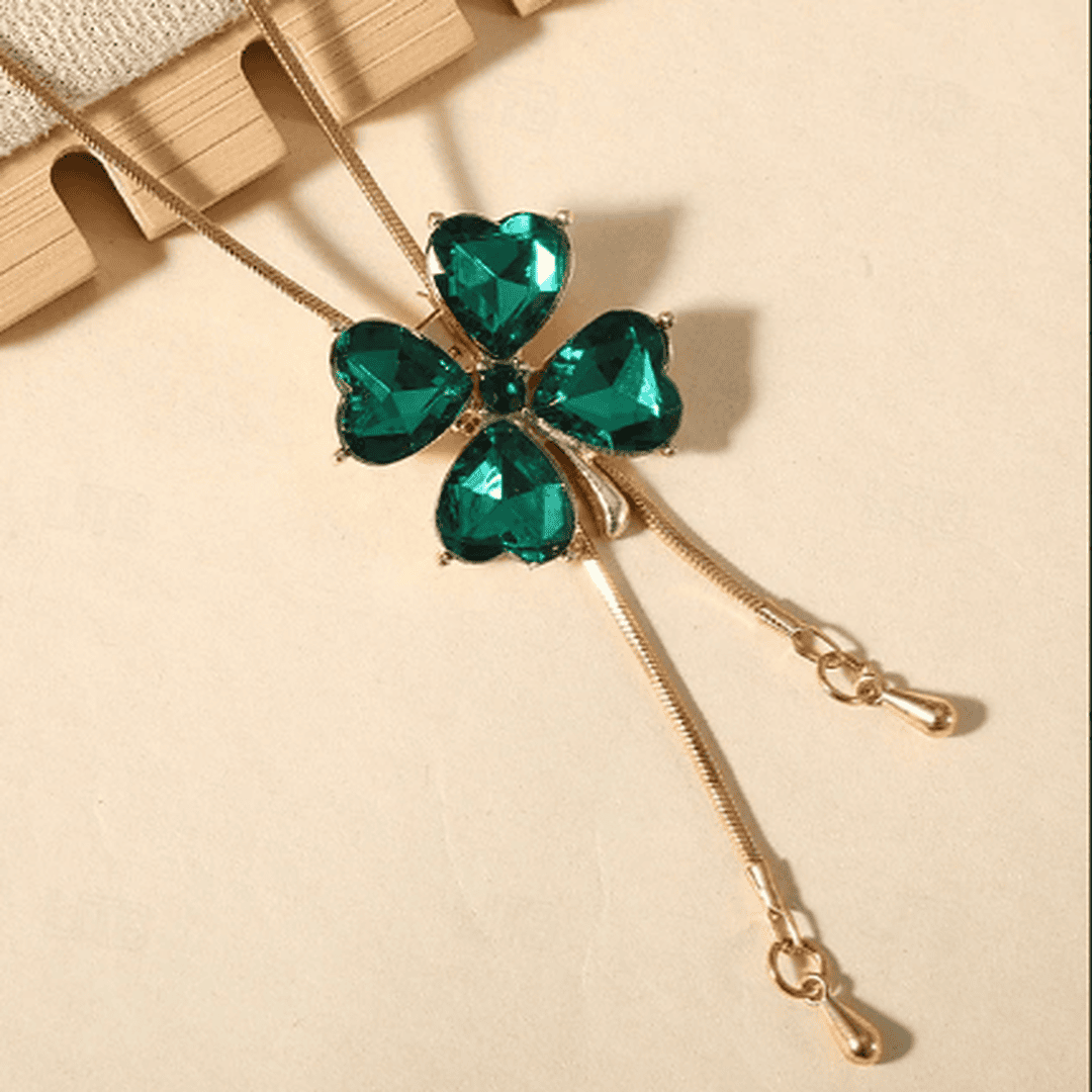 Collier pendentif Trèfle en Émeraude