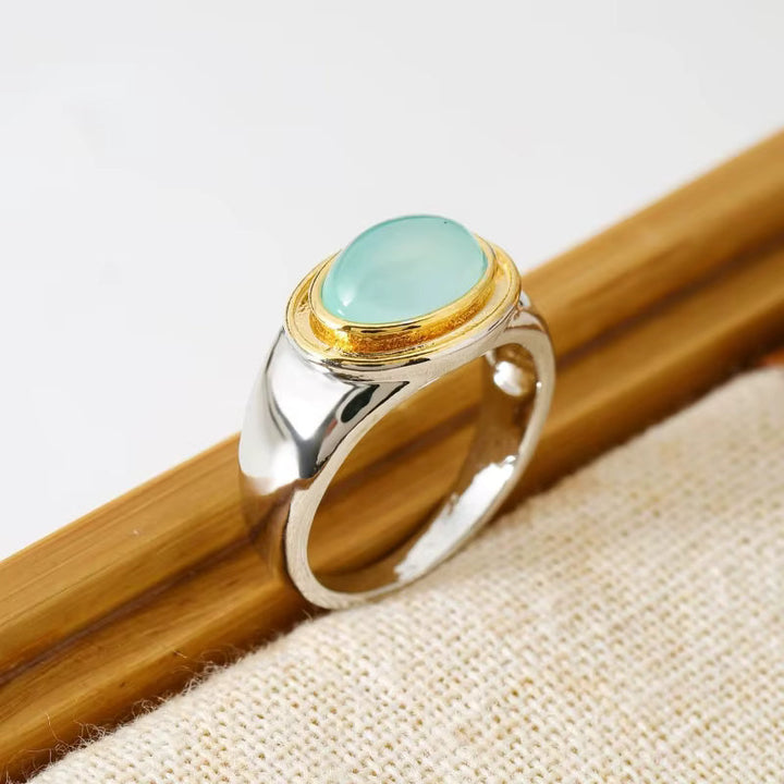 Bague Bicolore Verte Moderne