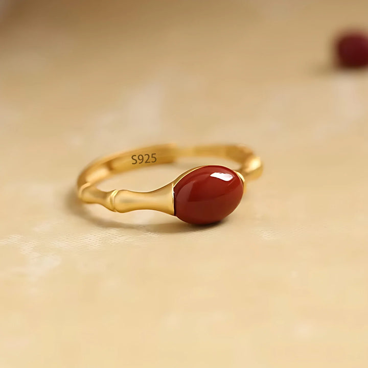 Bague en bambou avec perle polie