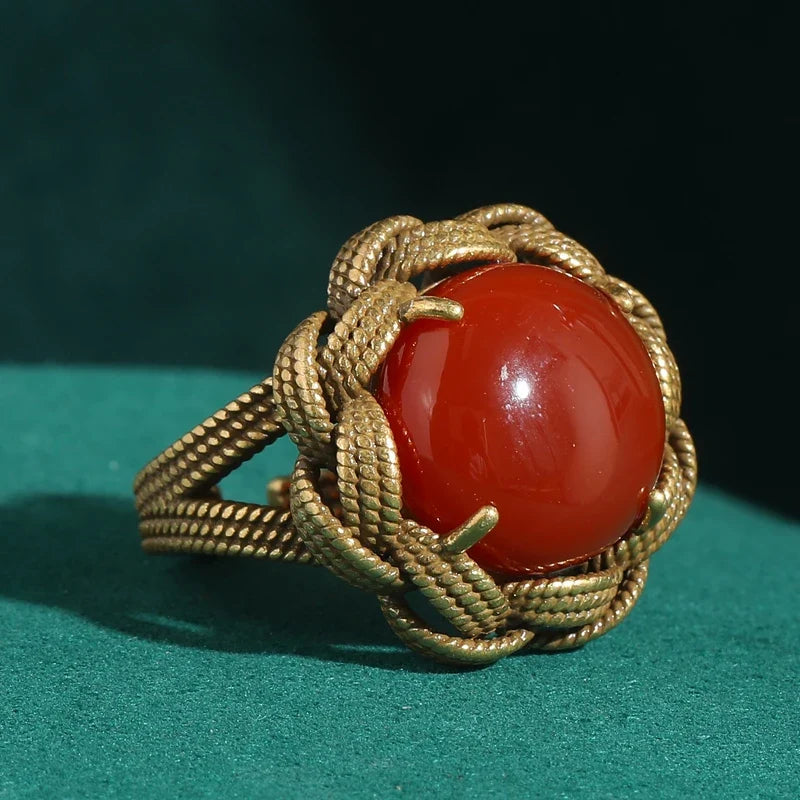 Bague en Agate Tissée Dorée