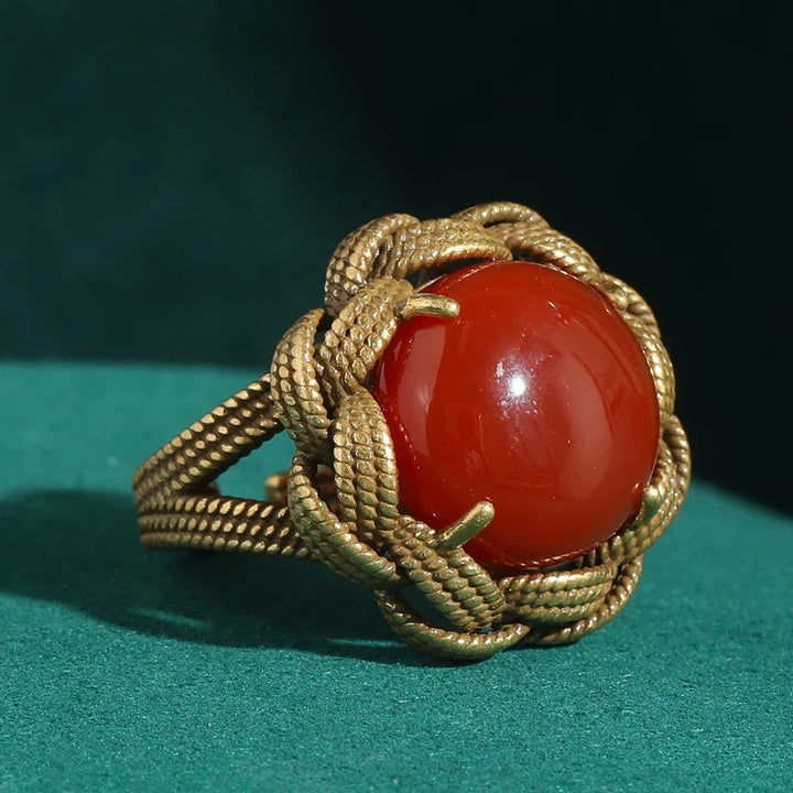 Bague en Agate Tissée Dorée
