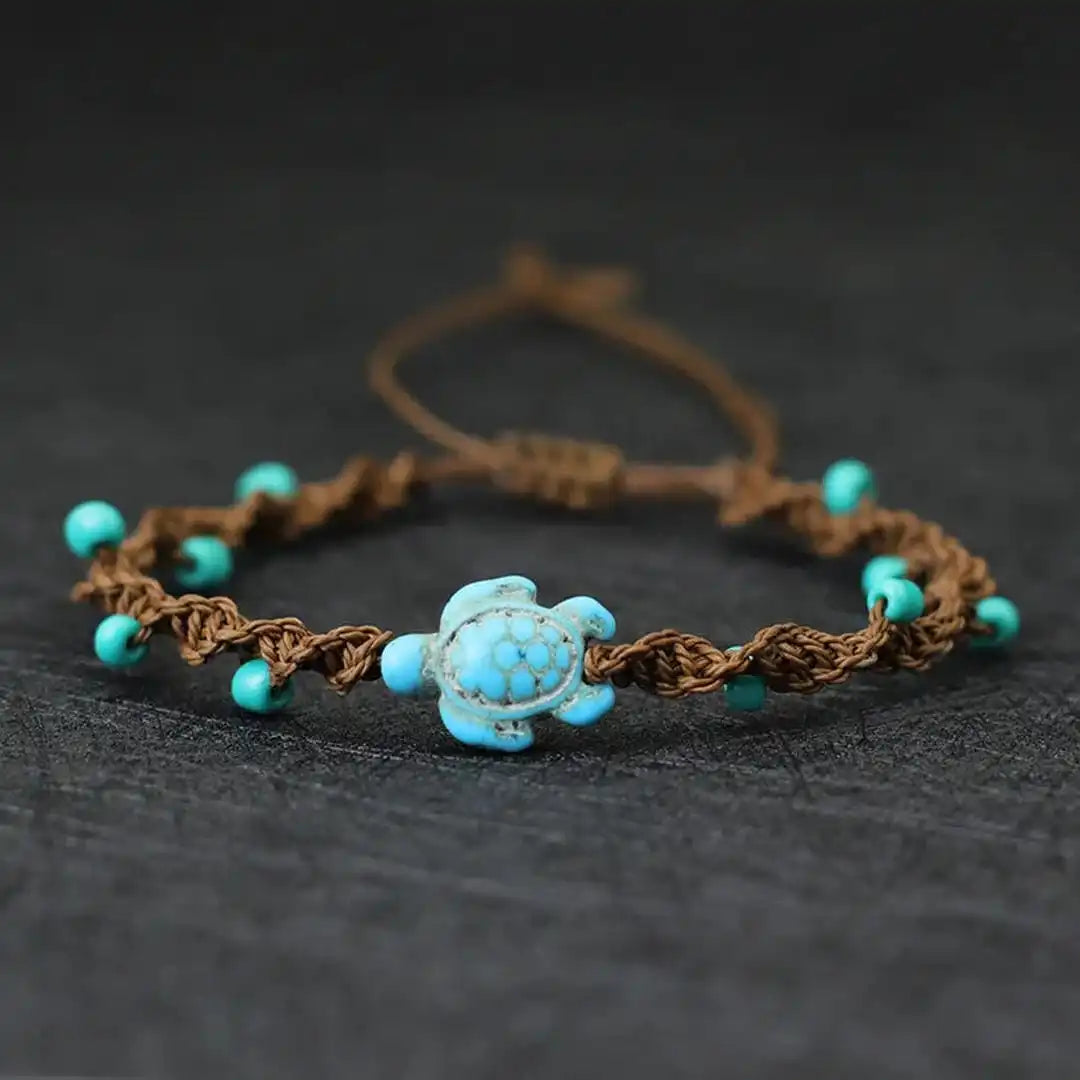 Bracelet en Corde Perlé Tortue Bohème
