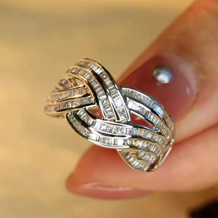Bague Vague Croisée en Zirconium