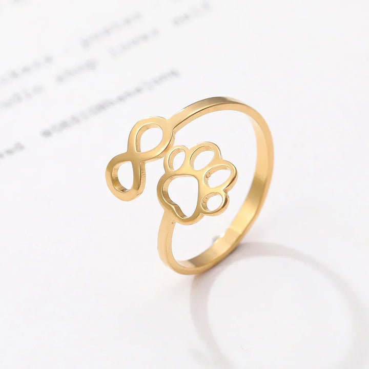 Bague Ajustable Infini Patte en Acier Inoxydable