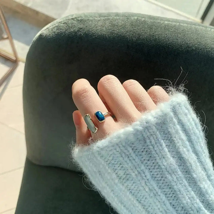 Bague Ajustable en Pierre Précieuse Bleue Bohémienne