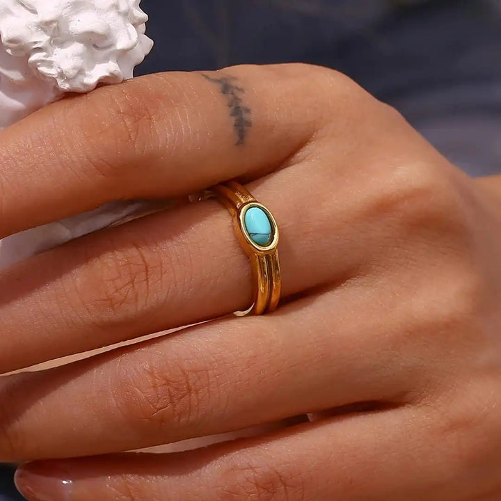 Bague Vintage en Pierre Naturelle Dorée