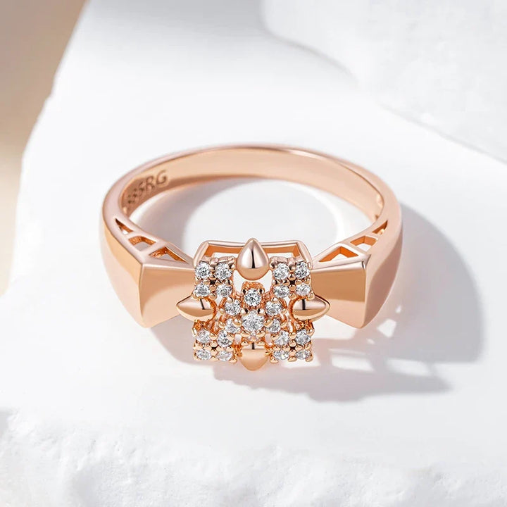 Bague Fleur en Cristal Or Rose Exquise
