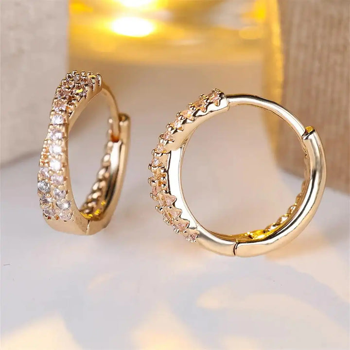 Vintage Zirconium Hoop Earrings