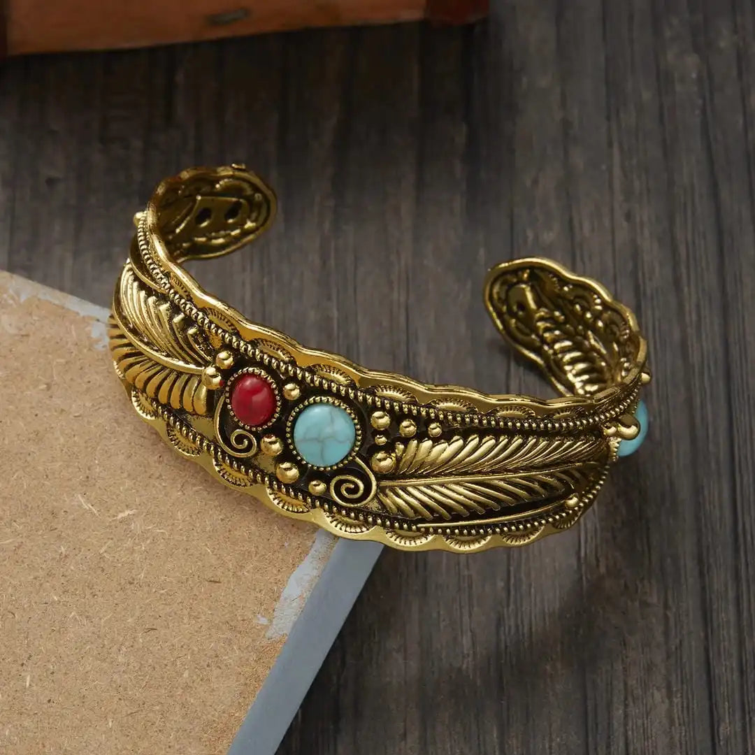 Bracelet en argent doré et turquoise Mesina