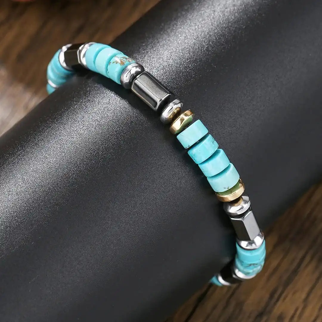 Bracelet Bohémien en Pierre Turquoise Perlé