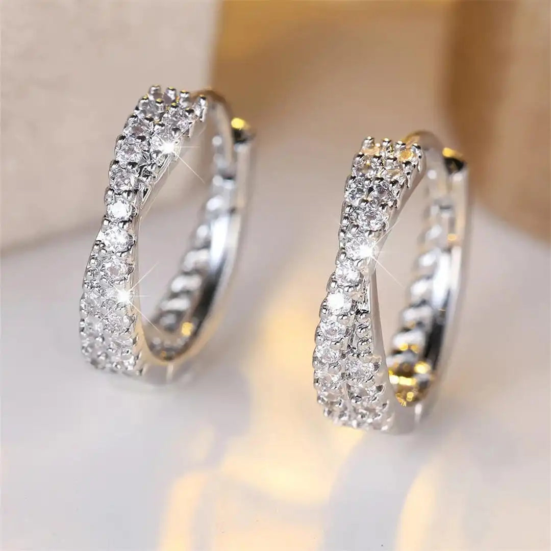 Vintage Zirconium Hoop Earrings