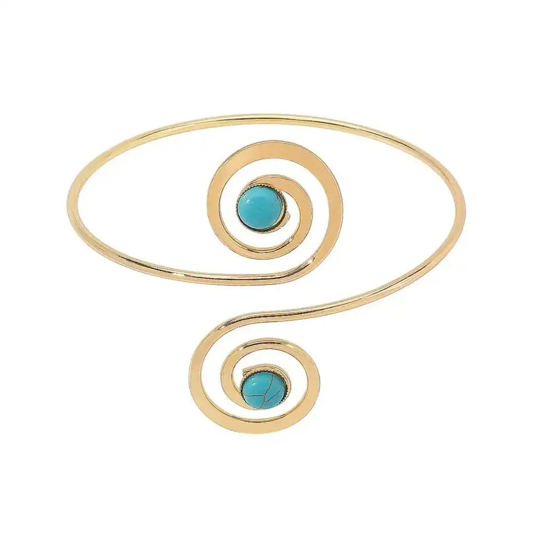 Bracelet de bras en argent bohémien avec turquoise en forme de croissant