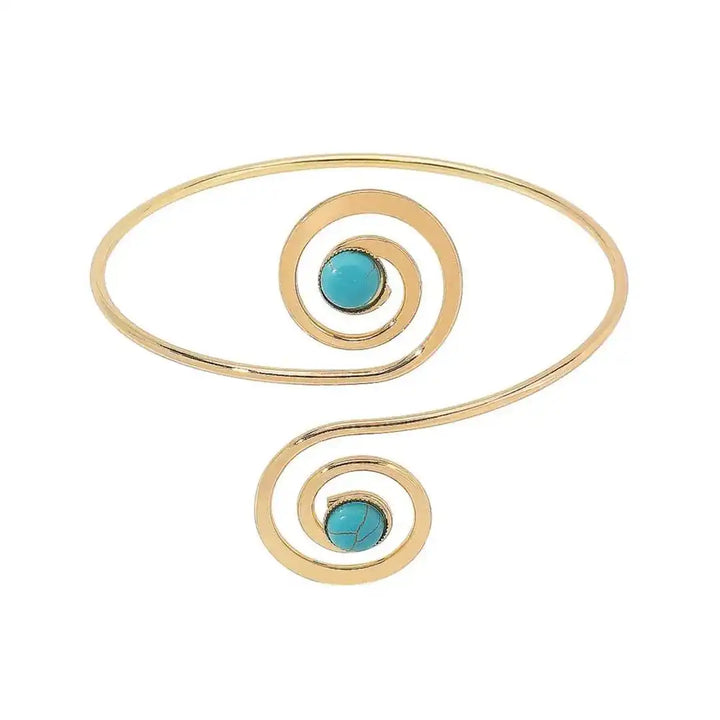 Bracelet de bras en argent bohémien avec turquoise en forme de croissant