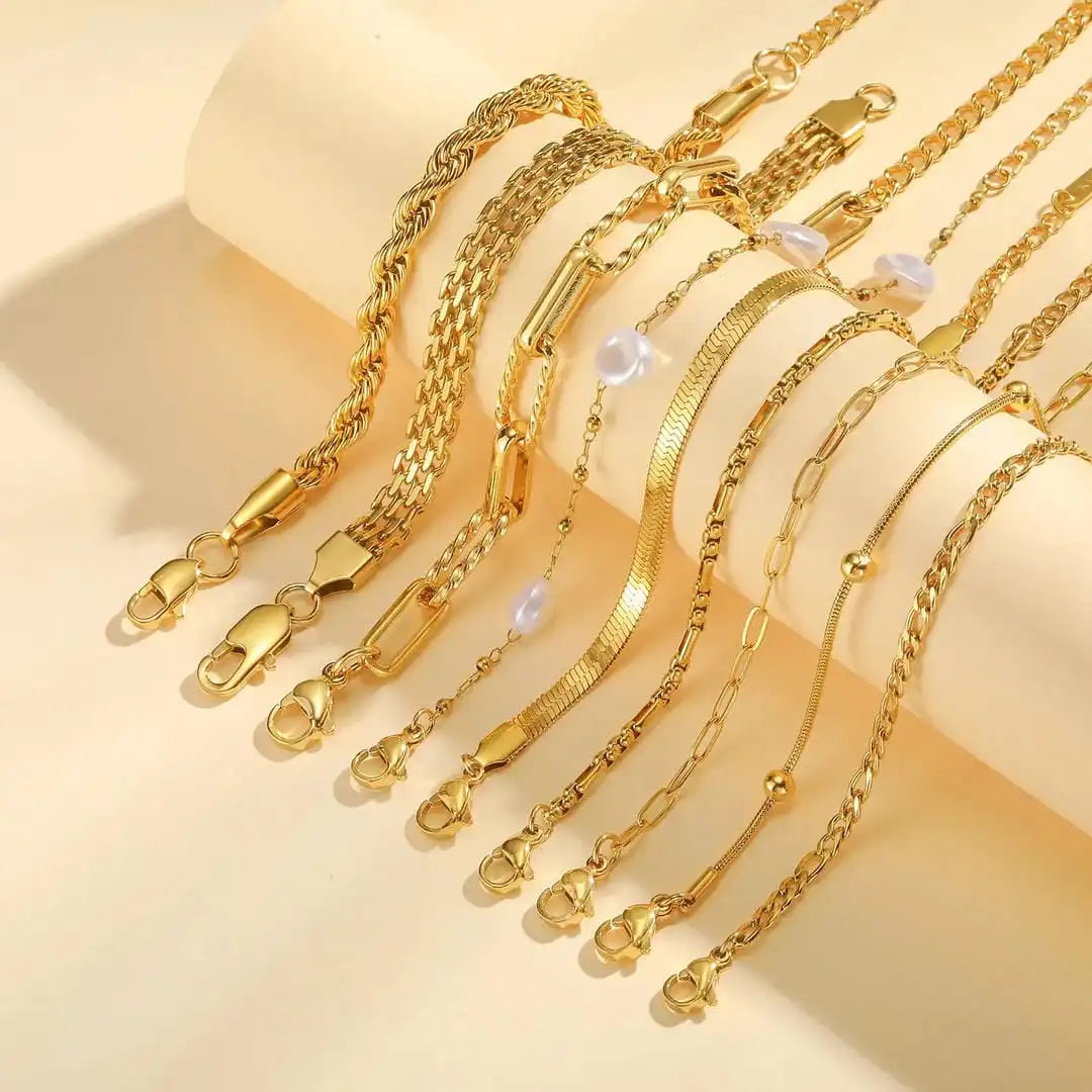Stackable Bracelet Set of Golden Beads
