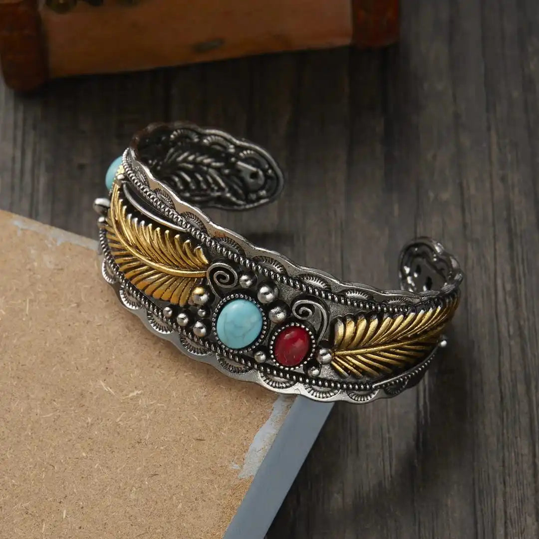 Bracelet en argent doré et turquoise Mesina