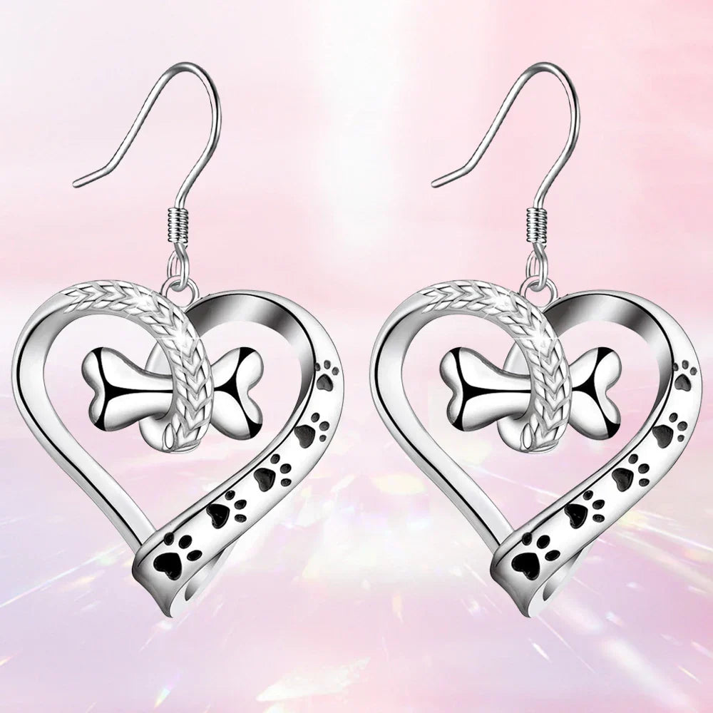 Ensemble de Bijoux 2 Pièces avec Charms Patte, Cœur et Os