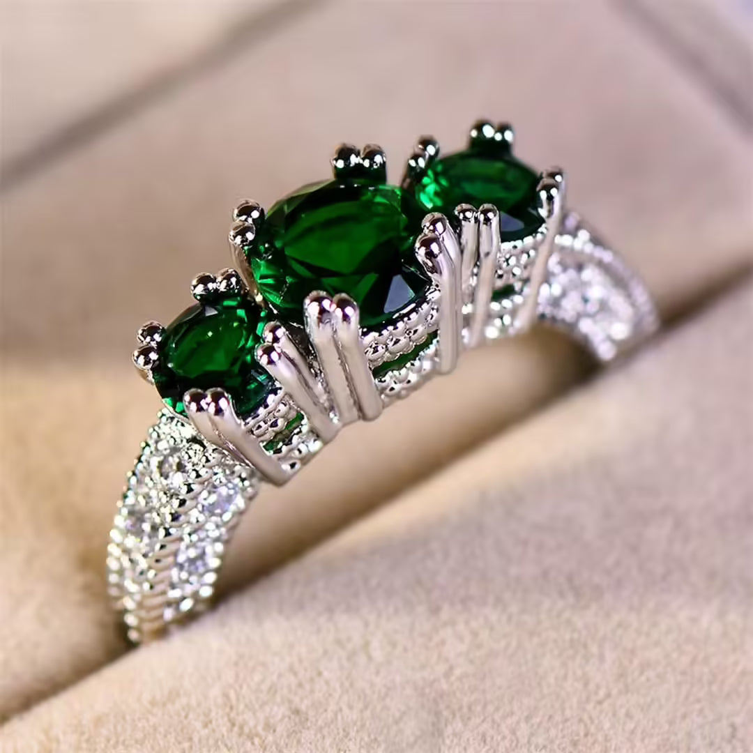 Bague Sculpturale Émeraude Tactile