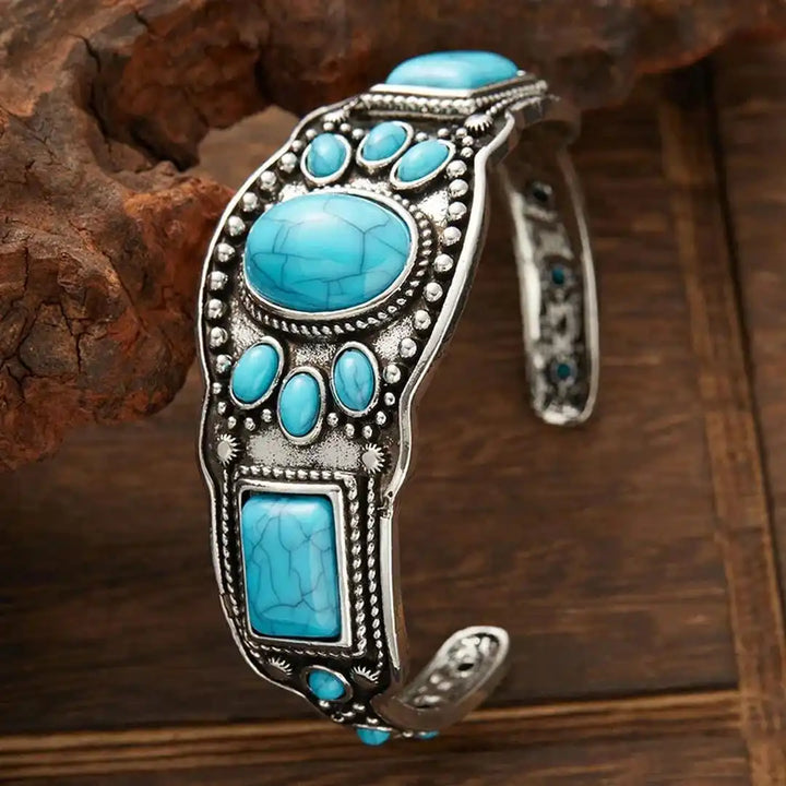 Bracelet Manchette Vintage Bohème en Turquoise