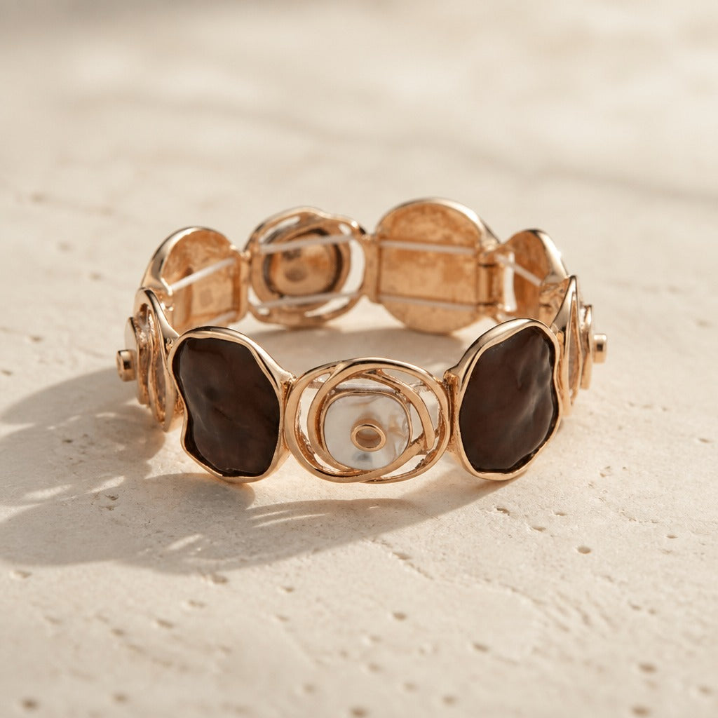 Bracelet en Coquillage et Pierre en Or Rose
