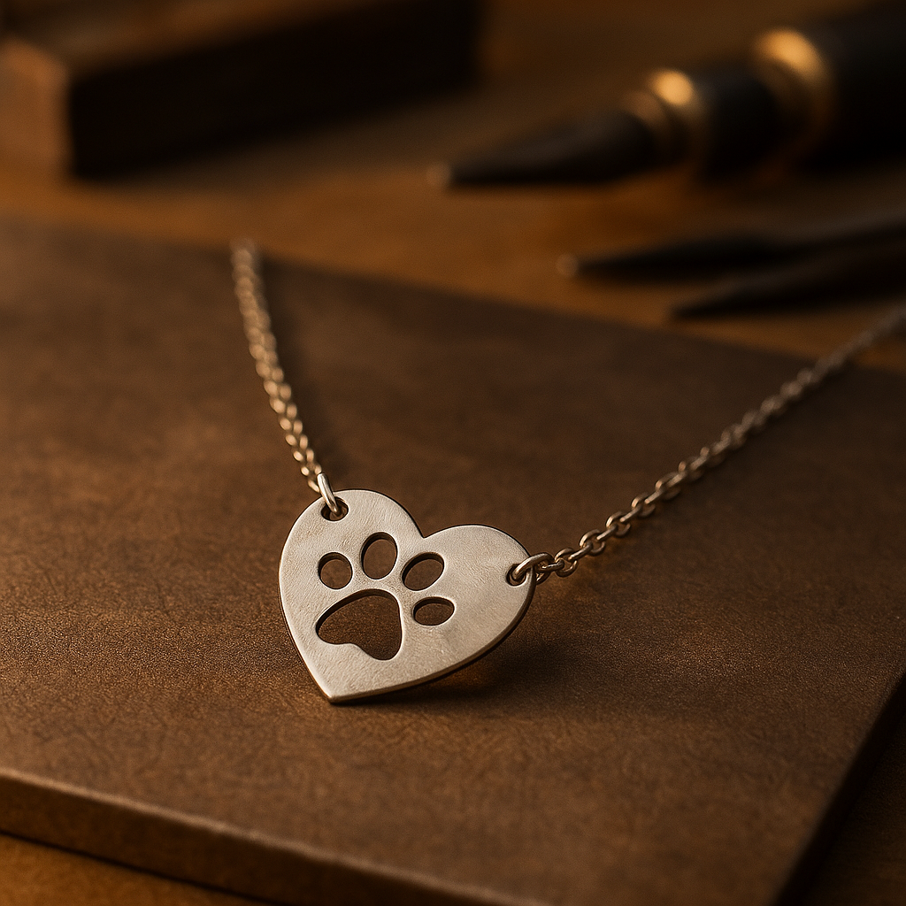 Collier Pendentif en Argent Cœur et Patte