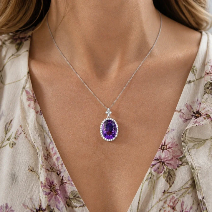 Collier Pendentif Halo Solitaire