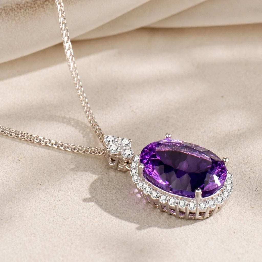 Collier Pendentif Halo Solitaire