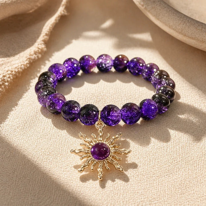 Bracelet en améthyste avec perles de soleil