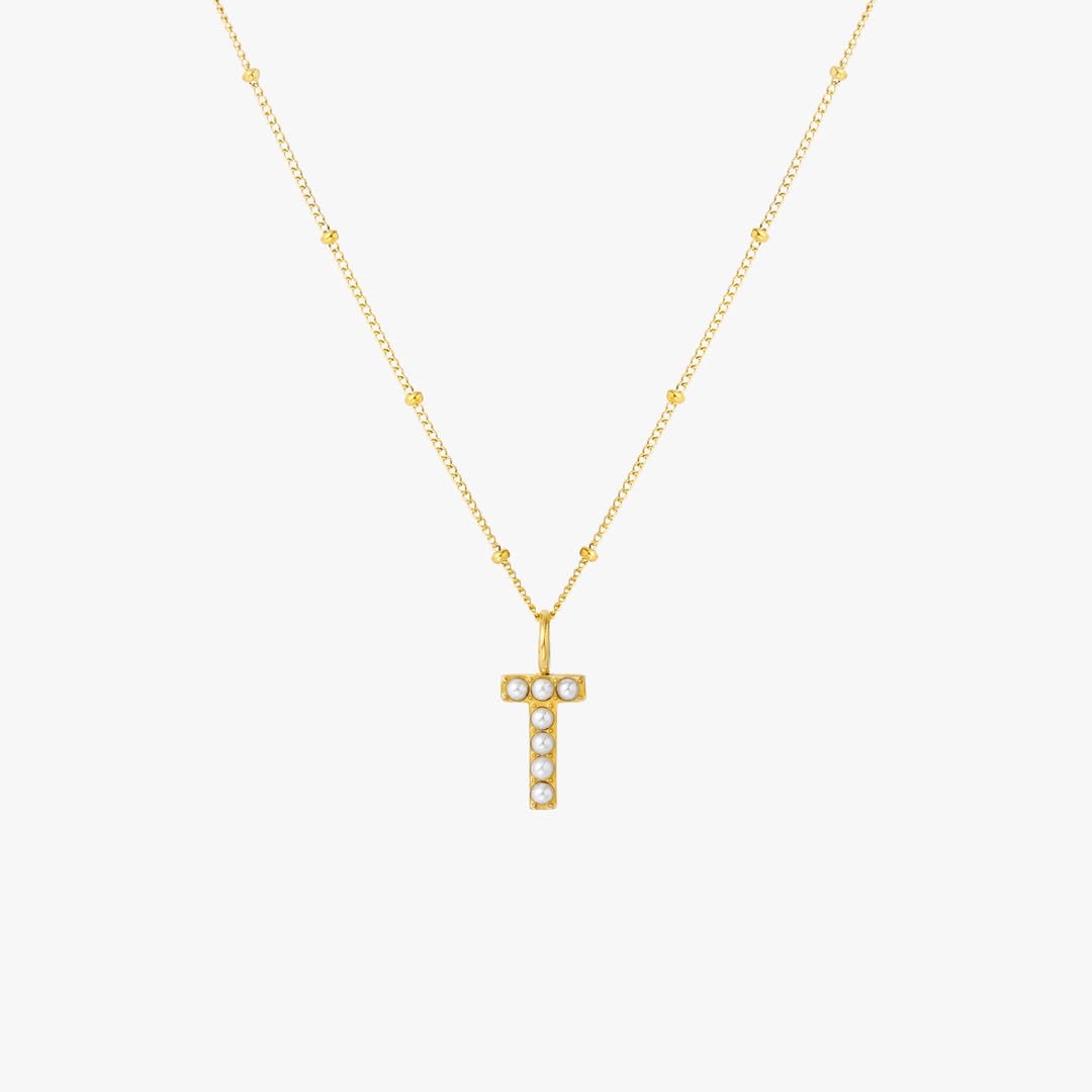 Collier Pendentif Initial en Perles