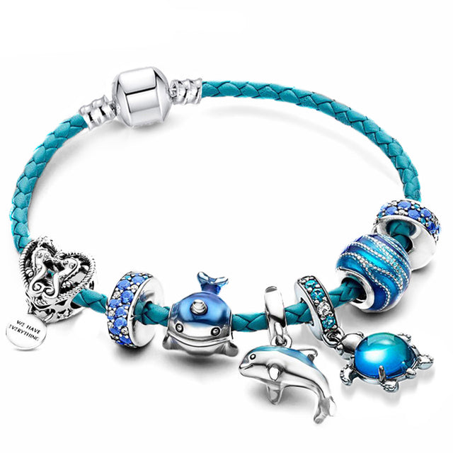 Bracelet Oceano avec charms en cuir et argent | Bijoux durables inspirés par l&